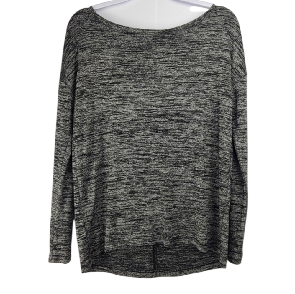 Lou & Grey Space Dye Gray Boatneck Top Sz XS High Low Long Sleeve